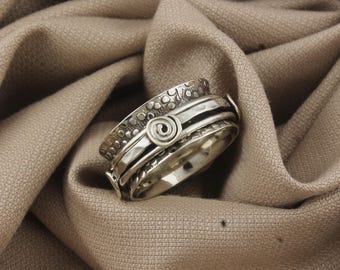 Spinner Ring: Handgemachter Fidget, Boho Schmuck aus 925er Silber