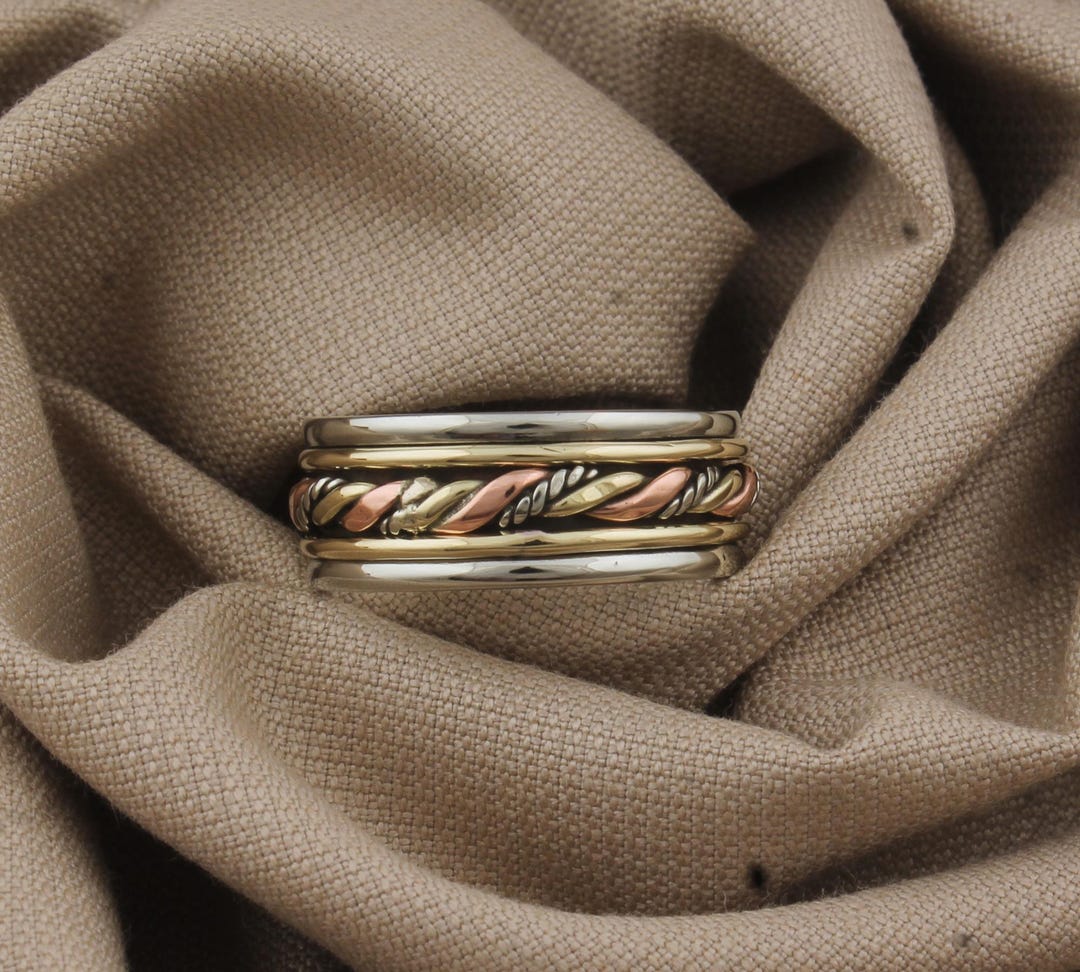 Twisted Wire Band Ring: Sterling Silver, Brass & Copper Fidget Jewelry ...