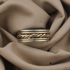 Twisted Wire Band Ring: Sterling Silver, Brass & Copper Fidget Jewelry