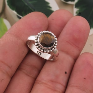 Handmade Tiger Eye Sterling Silver Ring: Boho Caribbean Jewelry