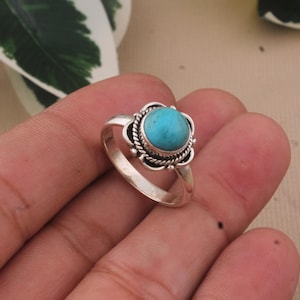 Turquoise Statement Ring: Handmade Sterling Silver Band - Designer Ring