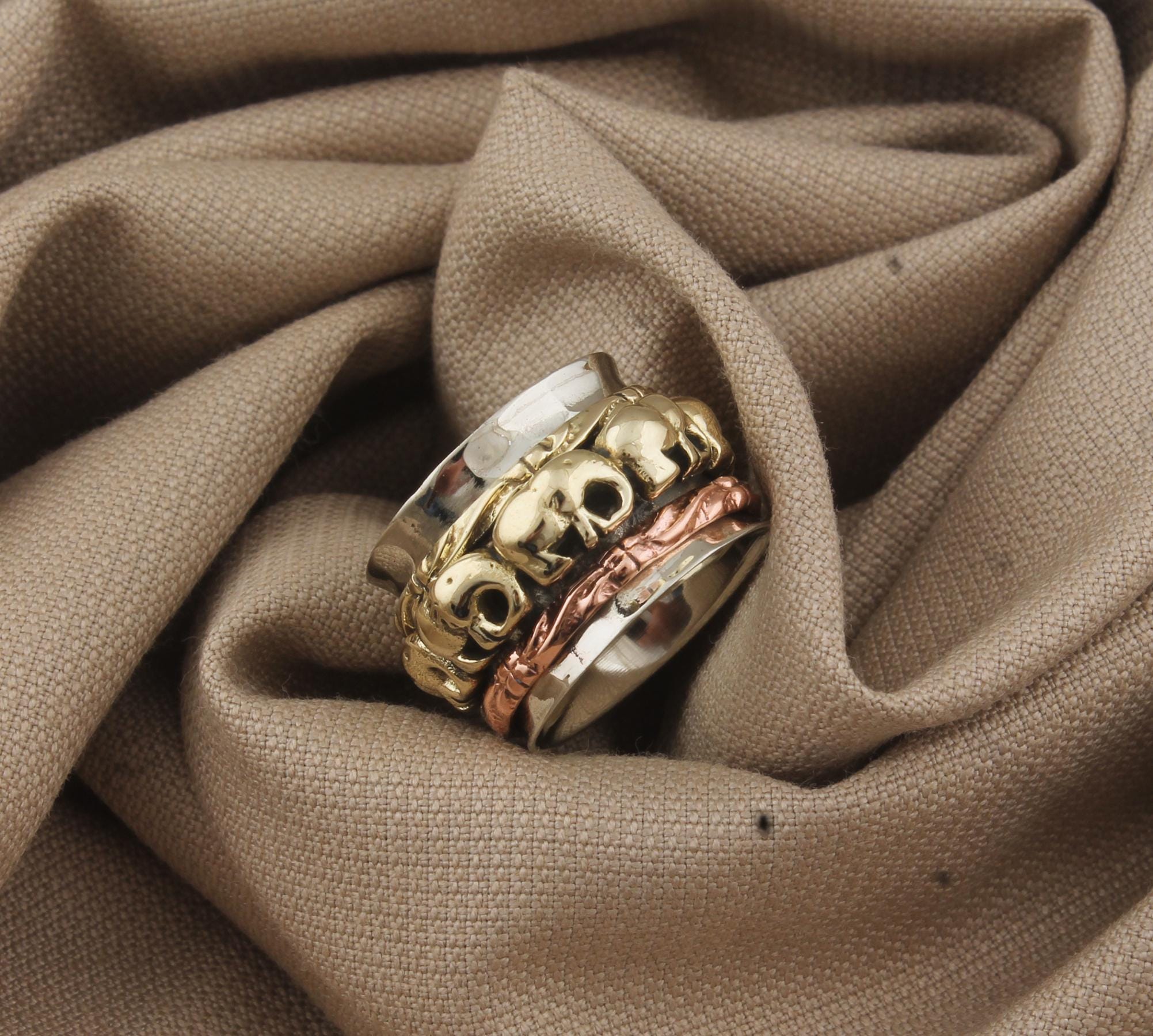 Elephant Spinner Ring: Sterling Silver, Brass & Copper Fidget Jewelry ...