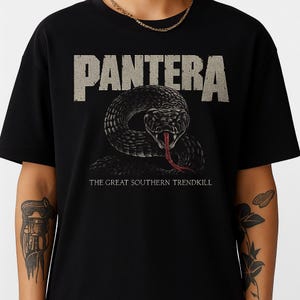 Pantera The Great Southern Trendkill Shirt Snake Graphic Heavy Metal Band Tee Thrash Rock Concert Merch Fan Gift Punk Goth Top