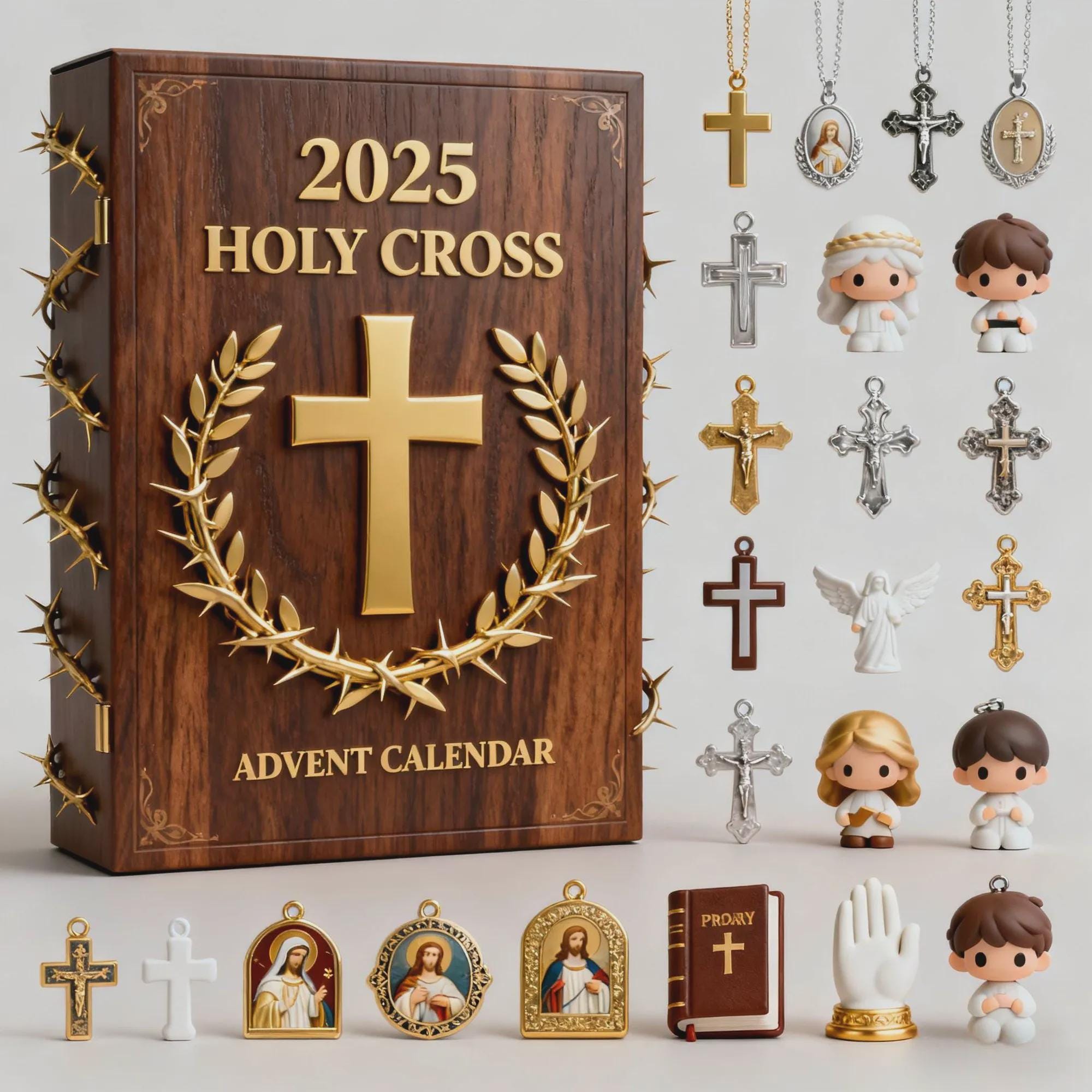 Discover 2025 Holy Cross Advent Calendar, 24 Days of Crosses and Religious Ornaments, Christian Jewelry and Keepsake Set