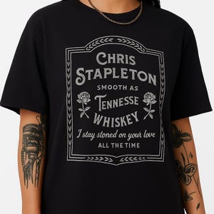 Chris Stapelton Tennessee Whisky-T-Shirt, Country-Musik-Lyric-Grafik-T-Stück, Vintage Südfan Merch