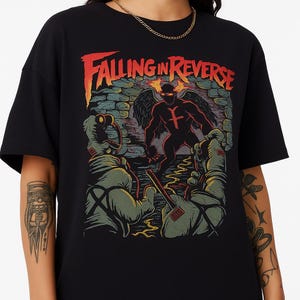Falling In Reverse Dark Angel Graphic T-Shirt Ronnie Radke Rock Metalcore Gothic Band Merch Tee