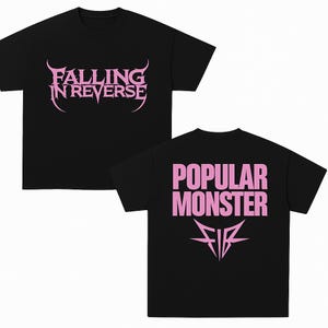 Falling In Reverse Popular Monster Pink Logo T-Shirt Ronnie Radke Rock Metalcore Band Merch Tee