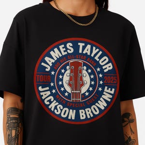 James Taylor Jackson Browne Tour 2025 T Shirt Folk Rock Music Concert Merch Unisex