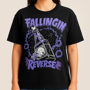 Falling In Reverse Skull Bottle Graphic T-Shirt | Rock Metalcore Band Merch Gothic Punk Concert Tee Unisex