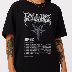 Falling In Reverse Europe 2025 Tour Dates T-Shirt Rock Metalcore Concert Merch Band Tee