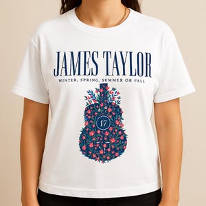 James Taylor Winter Spring Summer Fall Shirt, Floral Guitar Graphic Tee, Folk Rock Music Merch Gift