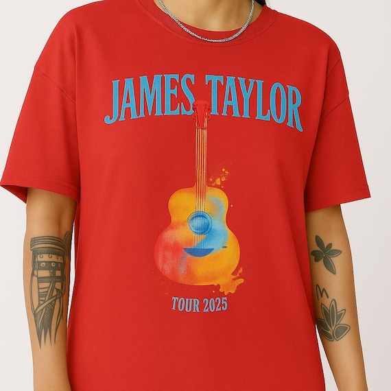 James Taylor Tour 2025 Watercolor Guitar T-shirt – Acoustic