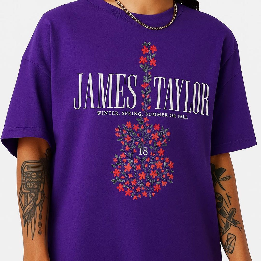James Taylor Floral Guitar T-shirt – “winter, Spring, Summer