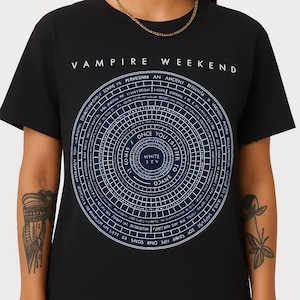Vampire Weekend White Sky Shirt – Indie Rock Band Tee with Circle Lyric Design – Fan-Made Alternative Merch