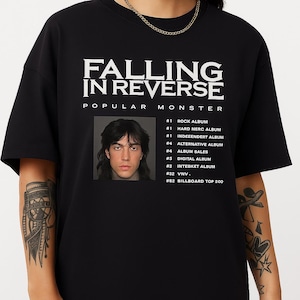 Falling In Reverse Popular Monster T-Shirt #1 Rock Album Chart Rankings Ronnie Radke Band Merch Rock Metalcore Tee