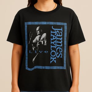 James Taylor Live Shirt, Vintage Folk Rock Graphic Tee, Singer Songwriter Concert Tour Merch