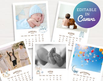 2026 Calendar, Editable Canva Template, Baby Photo Gift, Printable & Phone Wallpaper, Personalized Family Calendar (Digital Download)
