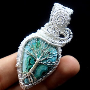 Tree Of Life Copper Chrysocolla Pendant Copper Wire Wrap Jewelry Gemstone Pendant Handmade Pendant Copper Pendant Gift For Woman