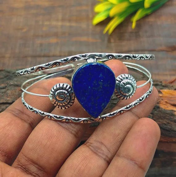 Bracelet manchette en argent sterling 925 fait à la main avec
