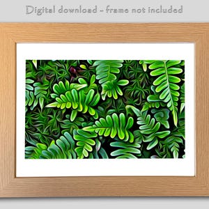 Interesting fern art, printable fern wall art, green fern print