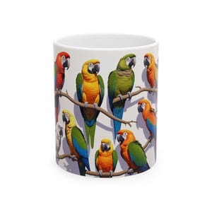 Vibrant Parrot Ceramic Mug - Colorful Bird Lover Gift, Coffee Cup, Tea Mug, Nature Decor, Animal Enthusiast, Eco-Friendly Drinkware