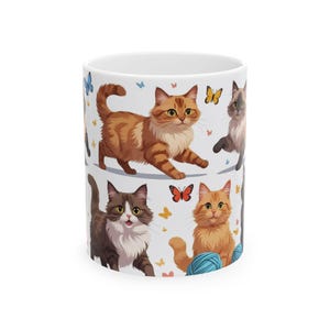 Whimsical Cat Ceramic Mug - Perfect Gift for Cat Lovers, Cozy Coffee Cups, Unique Animal Lover Gift, Pet-Themed Kitchenware, Fun Cat Decor