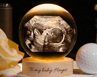 Personalisierte Baby Sonogramm Andenken Geschenk - Benutzerdefinierte Ultraschall Kristall Ball Lampe, Geschenke für Neugeborene, Babyparty Geschenk, neue Mutter Geschenk