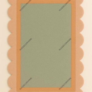 28x30, Grauer und Pfirsich-orangen Teppich mit Jakobsmuschelkanten, Handgetufteter Teppich für Wohnzimmer, Schlafzimmer & Kinderzimmer Dekor 15x20, 6x9, 8x10, 9x12, 10x12