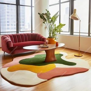 Hand Tufted Modern Rug Irregular Wool Area Rugs For Livingroom Bedroom Kitchen Nursery Entryway Office 5X8 6X9 8X10 9X12 10X14 Custom Rug