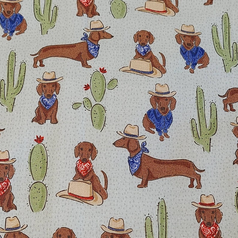 Available in three sizes Sale Double Sack Divided Project Bag with pocket in Cowboy Doxie