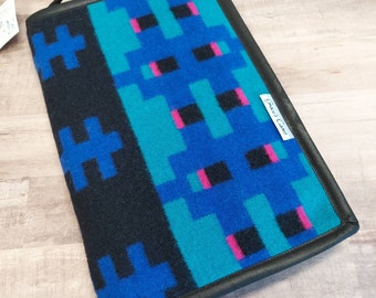 Deluxe knitting needle case for circulars, interchangeable tips, and short dpns in Pendleton Wool bright geometric