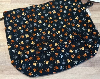 Includes interior Pocket!  Double Sack Divided Project Bag with pocket in Paws Available in XS only