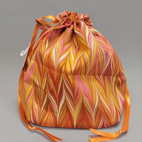 Sale priced! Single Sack Project Bags in Orange Oil Slick size small only -  Reversible