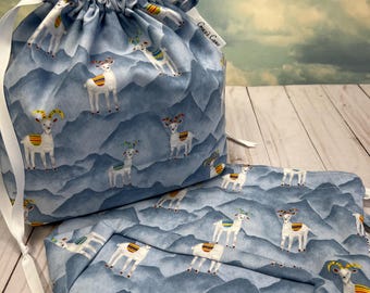 Includes interior Pocket!  Double Sack Divided Project Bag with pocket in Mountain Goat