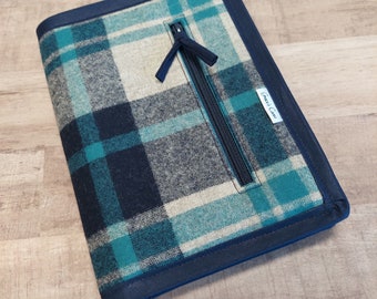 DPN or Crochet Hook Case in Navy and teal plaid Pendleton Wool