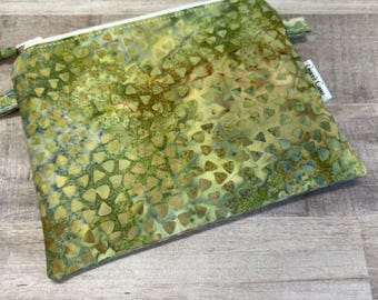 Zip Pouch in Green Batik