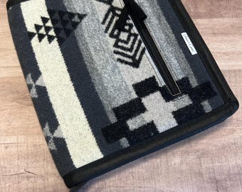 Large handle Crochet Hook case in Black and Grey Pendleton Wool  - holds 6 hooks less than 7" tall