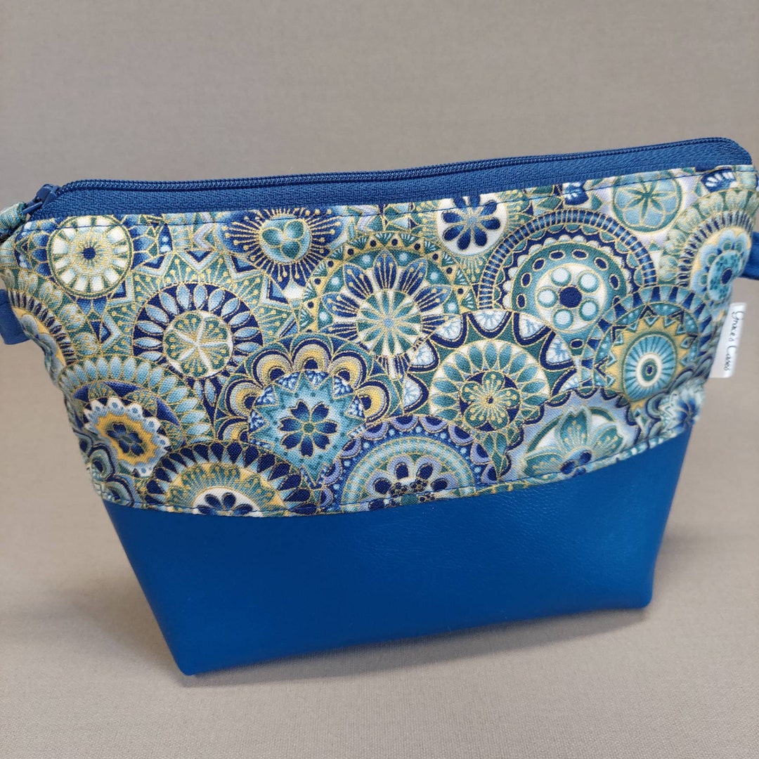 Wedge Zippered Pouch in Blue Mandala - Etsy