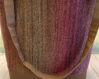 Handwoven Showstopper Tote Bag in Handspun Violet Fields