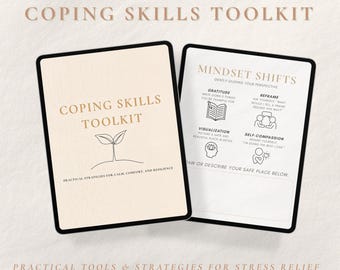 Coping Skills Toolkit | Stress & Anxiety Relief Workbook | Self-Care Mental Health Printable (PDF)