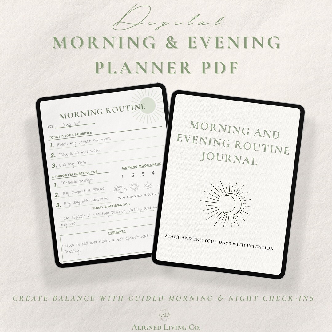 Daily Routine Journal.pdf 90 Day Morning & Evening Routine Journal, Wellness Tracker (PDF) - Etsy