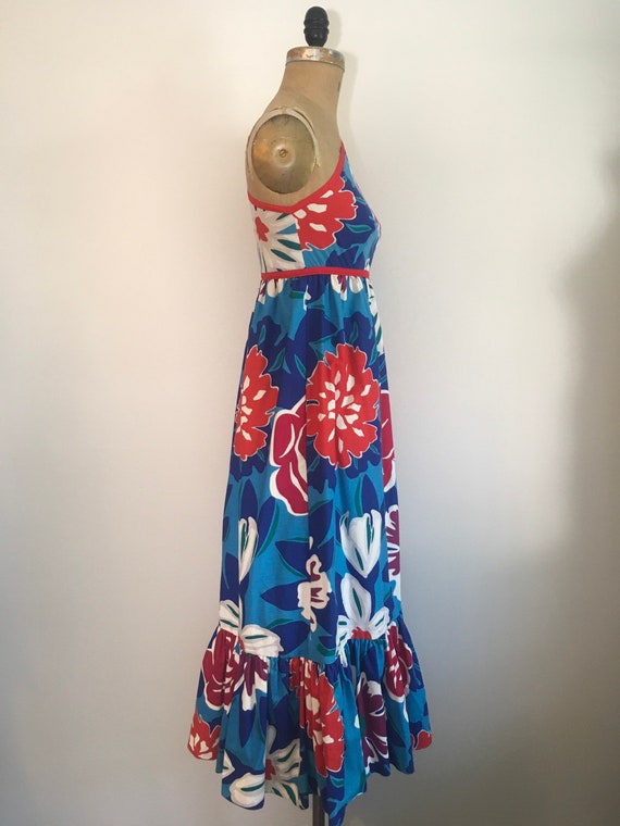 Vintage 1970s Swirl Dress 70s Floral One Shoulder… - image 4