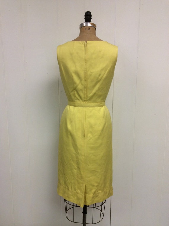 RESERVED Vintage 1950s 1960s Yellow Silk Dress 50… - image 2