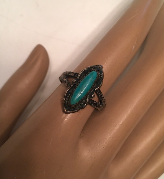 Vintage Bell Trading Post Silver Turquoise Ring