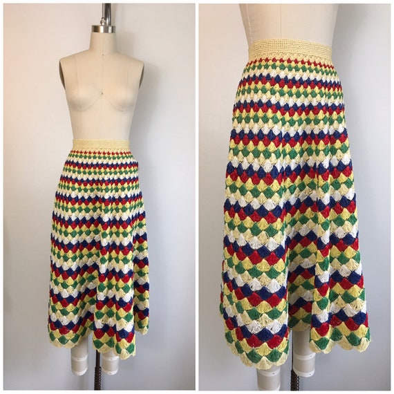 Vintage 1950s 1960s Raffia Rainbow Skirt 50s 60s C
