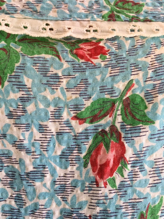 Vintage 1940s Rose Print Cotton Seer Sucker Pinaf… - image 6