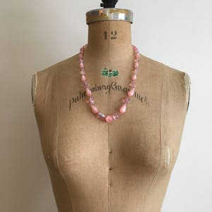 1950s 1960s Pink Moonglow Crystal Bead Necklace 50s 60s image 4