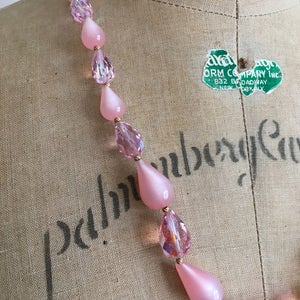 1950s 1960s Pink Moonglow Crystal Bead Necklace 50s 60s image 6