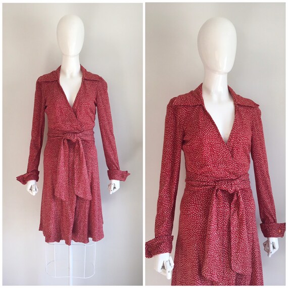 1970s Diane Von Furstenberg DVF Wrap Dress 70s Red
