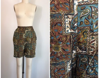 Vintage 1950s 1960s Jantzen Shorts 50s 60s Batik Print Shorts